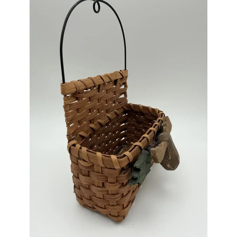 Wicker Hanging Basket w/Moose Rustice Cottage Mini Basket 5